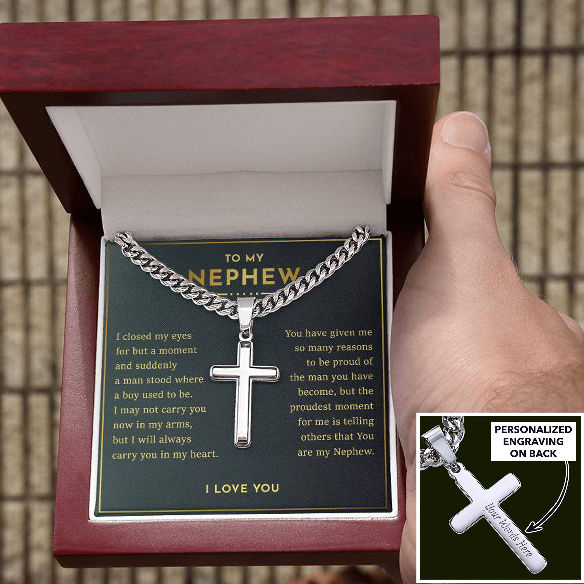 Cross Necklace for Nephew From Aunt Uncle, Nephew Birthday Gift ...