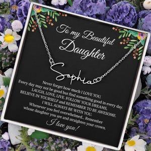 Collier prénom personnalisé à ma belle fille, remise des diplômes anniversaire bijoux de Noël cadeaux de maman papa avec carte de message sincère