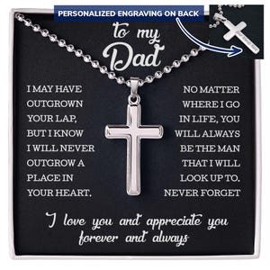 Für meinen Vater Halskette mit Nachrichtenkarte, Vatertagsgeschenk Schmuck, Jubiläum Geburtstag Halskette, personalisierte Kreuz Kugelkette Halskette