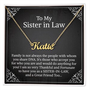 Collier prénom personnalisé, carte de bénédiction pour belle-soeur, cadeau idéal pour femme, anniversaire de mariage ou occasion spéciale