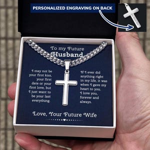 To My Future Husband Cubaanse ketting met ambachtelijke kruisketting Cadeauset kruisketting met berichtenkaart en geschenkdoos, cadeau voor echtgenoot