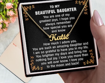 Daughter Personalized Name Necklace- You are one of my greatest joys, Jewelry for Daughter Birthday Christmas Meaningful Adjustable chain
