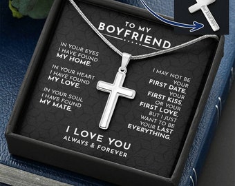 Personalisierte Kreuz Halskette, Edelstahl, Geschenk für Freund graviert