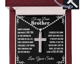 Personalized Cross Necklace for Brother Birthday Present For Big Brother Gift From Sister To Little Brother Memory Keepsake Gifts