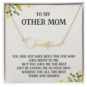 À mon autre mère, cadeau carte et collier, bijoux et carte postale, cadeau pour maman, collier prénom avec carte, coffret cadeau pour maman