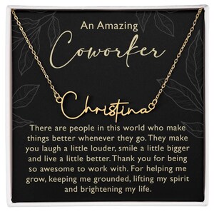 Regalo para compañero de trabajo, regalo para mujer, collar para compañero de trabajo, despedida de compañero de trabajo, regalo para colega, chapado en oro de 18 kt
