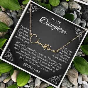 To My Daughter Signature Style Name Necklace, Daughter Necklace, Gift For Daughter, Daughter Necklace, Daughter Jewelry From Mom Dad