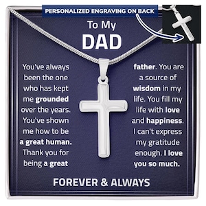 Collar de cruz personalizado para mi papá con tarjeta de mensaje, significativo, regalo de cumpleaños para papá, de hija, regalo para papá en un cumpleaños especial