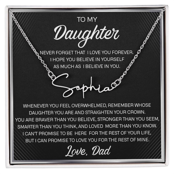 Father to Daughter Gifts from Dad to Daughter Necklace, Father Daughter Necklace for Daughter from Dad, Signature Style Name Necklace Gifts