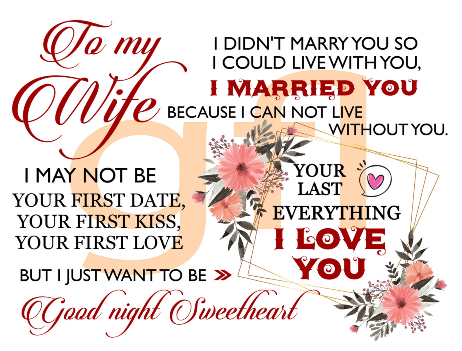 To My Wife PNG , I Love You Etsy