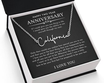 Personalized Name Necklace, 2nd Anniversary Gift for Wife