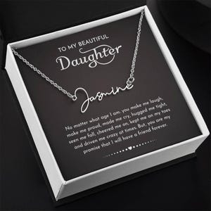 Dochter Cadeaus van moeder, vader aan mijn dochter Gepersonaliseerde ketting Afstudeercadeaus Verjaardag Kerstboodschap Kaart LED-geschenkdoos