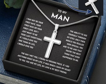 Versprechen Halskette für ihn, Versprechen Geschenk für Freund, Geburtstagsgeschenk, Jahrestagsgeschenk für ihn, Herren Kreuz Halskette, Schmuck Geschenke für Männer