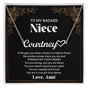 To My Niece Gepersonaliseerde hartnaamketting met tekstkaartje, sentimentele ketting, Moederdagcadeaus