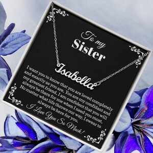 Schwester personalisierte Namen Halskette, Schwester Geschenke von Schwester, an meine Schwester Halskette von Schwester, Schmuck Geschenke für Schwester mit Message Card