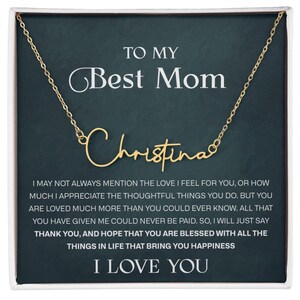 An meine beste Mutter Signature Style Name Halskette, an Mama Nachricht Karte Halskette, Mama Geschenk, Mama Muttertagsgeschenke, Mama Geburtstag Schmuck