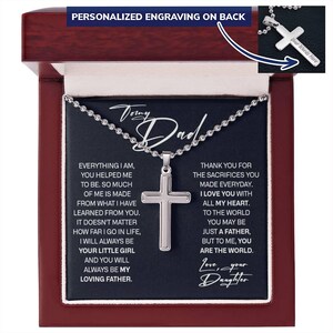 Für meinen Vater Halskette mit Nachrichtenkarte, Vatertagsgeschenk Schmuck, Jubiläum Geburtstag Halskette, personalisierte Kreuz Halskette von Tochter