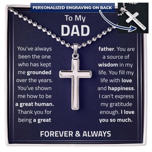 Personalisierte Kreuz Halskette Ball Kette, zu meinem Vater Kreuz Halskette mit Nachrichtenkarte, Bedeutung, Geschenk Jahrestag