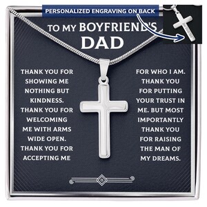 Collier croix personnalisé au père de mon petit ami avec carte sentimentale, anniversaire, collier cadeau