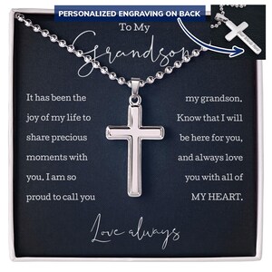 Collier croix personnalisé à mon petit-fils, carte de vœux sincère, cadeau d'anniversaire significatif, cadeau fête des mères petit-fils