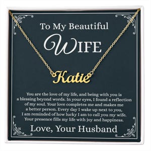 Collier ma femme de mari avec carte de message Cadeaux romantiques pour femme Collier prénom pour femme, bijoux de femme en or, anniversaire de femme Saint-Valentin