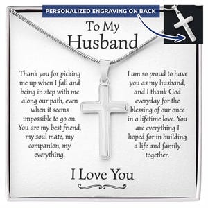 An meinen Mann Kreuz Halskette von Frau My Soulmate, Kreuz Halskette mit Nachrichtenkarte in einer Box Geschenk, personalisierte Kreuz Halskette für Männer