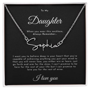 Regalos de graduación para hija a mi hija, collar de papá, hija, regalos, tarjeta de mensaje de Navidad de cumpleaños y caja de regalo