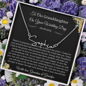 To My Granddaughter On Your Wedding Day Necklace For Granddaughter Wedding Gift From Grandparents To Bride Personalized Gift Memory Keepsake