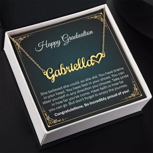 Personalized Heart Name Necklace, Inspirational Graduation Gift, High School Graduate Gifts for Best Friend, Gift For Her
