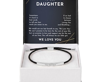 To Our Daughter Engraved Bracelet Gift for Daughter, Daughter Birthday Gift for Christmas, Meaningful Gift, Gold Finished, Classic Silver