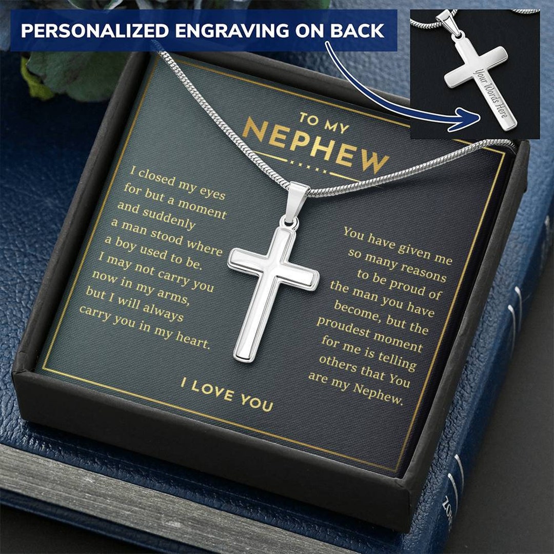 To My Nephew Personalized Cross Necklace, Nephew Gift From Aunt, Nephew ...