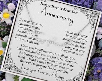 24th Wedding Wife Gift Name Necklace Personalized Gift for Wife, Meaningful Message for Wife, twenty four Anniversary