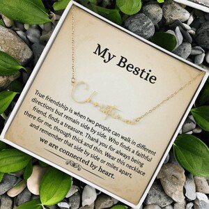 My Bestie Halskette, Signature Style Name Halskette mit Nachricht Karte und Geschenk-Box, Geschenk für meine Bestie, Bestie Halskette, Geschenk für den besten Freund