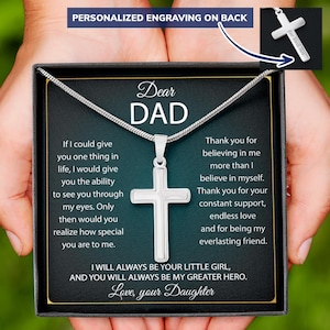 Personalisierte Kreuz Halskette für Papa, für meinen Vater Kreuz Halskette mit Nachrichtenkarte, Bedeutung, Geschenk Geburtstag für Papa, von Tochter