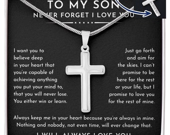 To My Son Personalized Cross Necklace, Birthday Gift For Son From Dad, Christmas Gift For Son Necklace, Birthday Graduation Christmas Gifts