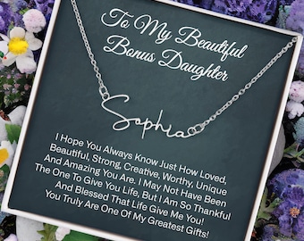 Bonus Daughter Name Necklace Personalized Gift for daughter-in-law foster daughter Adopted daughter unbiological daughter goddaughter Gift