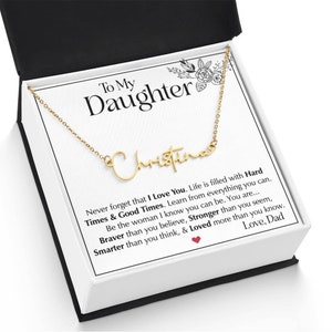 Cadeauketting vader op dochter, verjaardagscadeau voor mijn dochter, inclusief geschenkdoos en berichtenkaart
