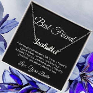 Collar de mejor amigo, collar de tarjeta de mensaje personalizado para el mejor amigo, joyería personalizada mejor amigo, regalo de agradecimiento al mejor amigo