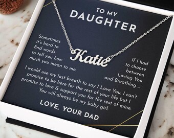 Father Daughter Gift, Personalized Name Necklace, Custom Name Necklace Gift for Her, Custom Jewelry for Girl, To My Daughter, Birthday Gift