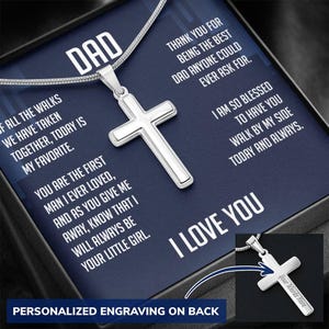 Dad gepersonaliseerde kruisketting, aan mijn vader kruisketting met berichtkaart, zinvol, verjaardagscadeau voor vader, van dochter