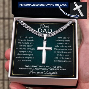 Cubaanse ketting met ambachtelijke kruisketting voor papa, To My Dad kruisketting met berichtkaart, Moederdag Verjaardagscadeaus voor papa