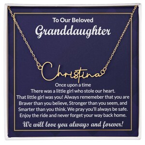 Regalos personalizados de collar para nieta de la abuela, joyas con nombre personalizado con tarjeta de mensaje y caja de regalo para graduación o cumpleaños