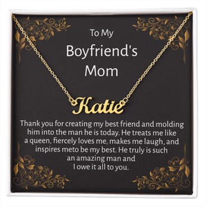 Boyfriends Mom Gift, Gifts for Boyfriend&#39;s Mom, To My Boyfriends Mom Necklace, Personalized Name Necklace, Mother&#39;s Day Birthday Gift