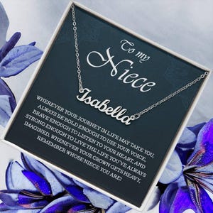 Für meine Nichte Personalisierte Namenskette, Perfektes Geburtstags- oder Abschlussgeschenk mit Segenskarte und Geschenkbox-Verpackung