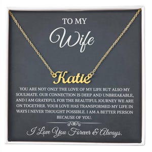 An meine Frau Halskette von Ehemann mit Nachrichtenkarte Romantische Geschenke für Frau Name Halskette für Frauen, Frau Schmuck Rose Gold, Frau Geburtstag