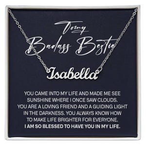 To My Badass Bestie gepersonaliseerde ketting, beste vriend verjaardagscadeaus voor vrouwen met berichtkaart, cadeaus voor vriendin, vriendschapssieraden