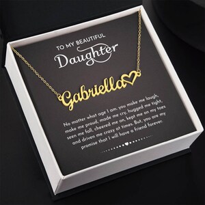 Cadeaux fille de maman papa à ma fille coeur nom collier Cadeaux de remise des diplômes anniversaire Noël carte de message LED boîte-cadeau