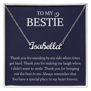 Custom To My Bestie-ketting, naamketting met berichtkaart en geschenkdoos, cadeau voor mijn bestie, ketting Bestie, cadeau voor beste vriend