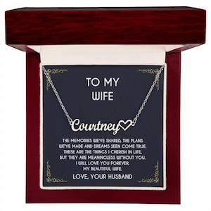 To My Beautiful Wife Heart Name Necklace, Gift For Wife, Anniversary Gift, Gift From Husband To Wife, Birthday Gift, Christmas Gift