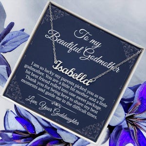 To My Godmother, sentimentele cadeaus Love Sweet gepersonaliseerde naamketting, berichtenkaartdoosje